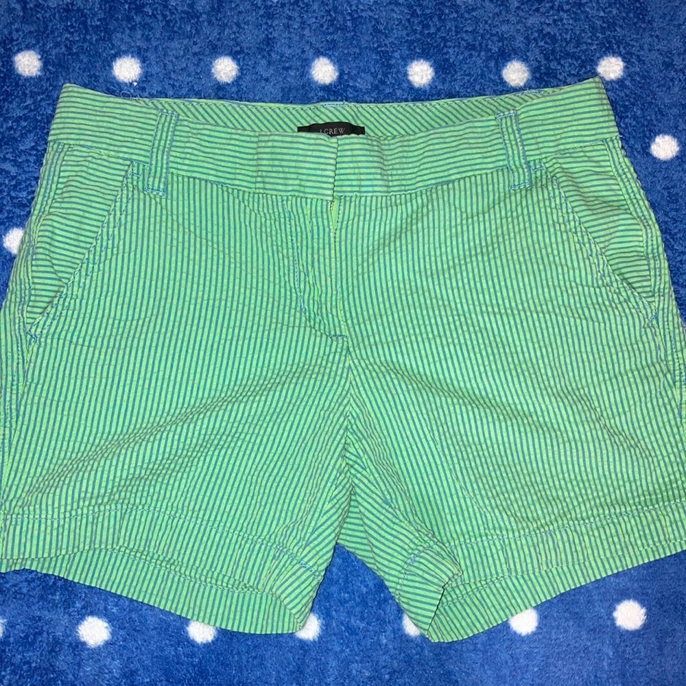 J Crew Green Shorts With Blue Stripes - size 2